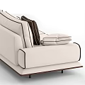 Two Seater Beige Sofa with Dark Cushions Wooden Armrests and Black Legs Modern Design