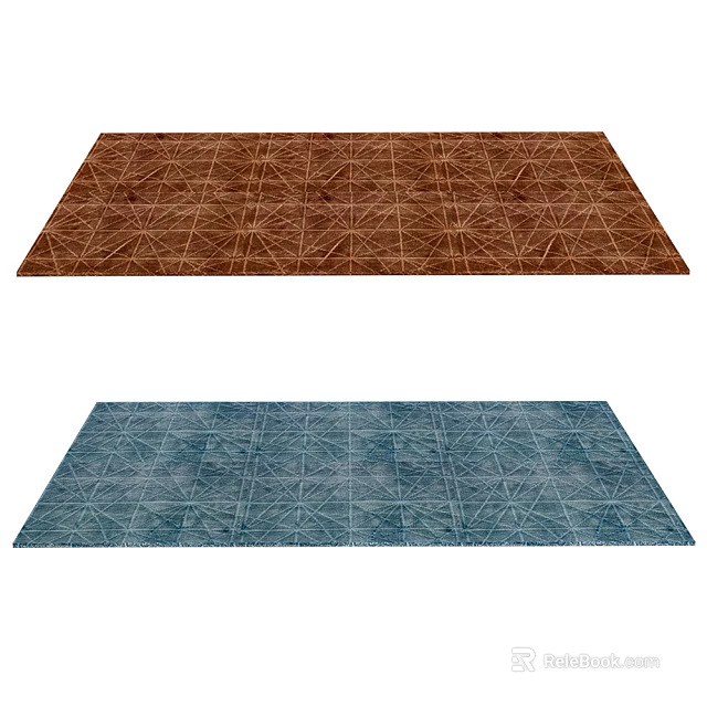 Square Rugs With Brown And Blue Textured Patterns For Home Interior Decor 3d model