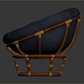 Stylish Chair With Blue Round Cushion And Wooden Frame Design
