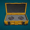 Smart Machine Open Yellow Storage Case With Foam Interior And Two Circular Components