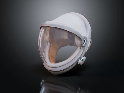 White Astronaut Helmet With Transparent Visor And Detailed Side Components Design 3d model