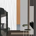 Modern Kids Room Interior With Bunk Bed Green Decor Window Curtains Desk And Wooden Floor