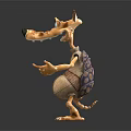 Cartoon Animal Creatures With Shell Back Design Front And Back Poses On Green Grass 3d model