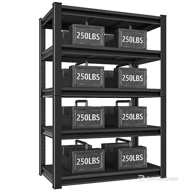 Sturdy Heavy Duty Storage Shelf With Multi Tier 250LBS Capacity Boxes 3d model 