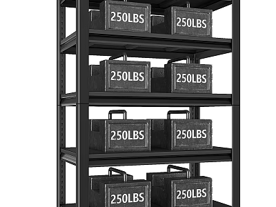 Sturdy Heavy Duty Storage Shelf With Multi Tier 250LBS Capacity Boxes 3d model