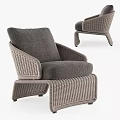 Stylish Wicker Leisure Chair With Comfortable Gray Cushion And Modern Design
