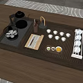 Traditional Tea Set With Wooden Tray Glass Teapot Small Cups Bamboo Scoop For Tea Ceremony