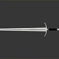 Classic Silver Sword With Black Hilt And Polished Blade Isolated On Dark Background