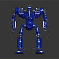 Standing Blue Robot 3D Model With Detailed Mechanical Parts And Shiny Exterior