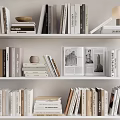 Stylish Bookshelf Display With Organized Books Open Magazine And Multiple Shelves