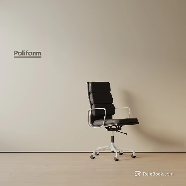 Poliform Modern Black Office Chair With Armrests Backrest And Wheels 3d model 