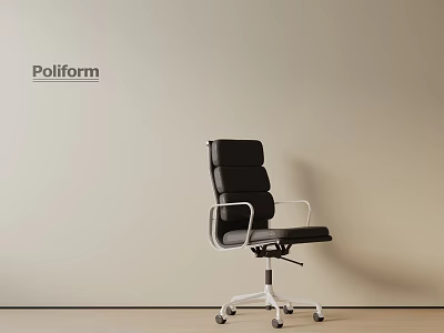 Poliform Modern Black Office Chair With Armrests Backrest And Wheels 3d model