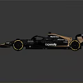 McLaren Formula 1 Racing Car with Black Orange Bodywork Yellow Wheels and Streamlined Aerodynamic Design