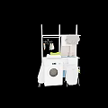 Organized Laundry Space With Washing Machine Towels Shelf And Laundry Basket For Daily Use