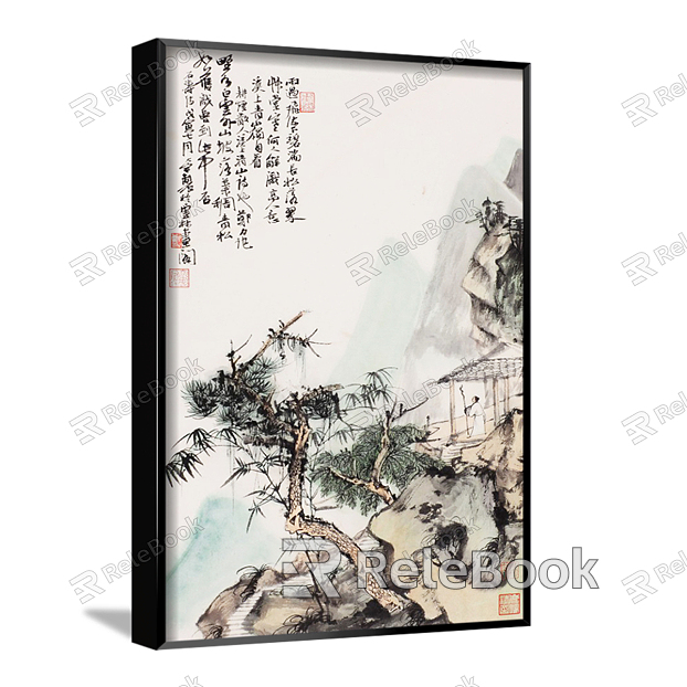 New Chinese Landscape Painting Green Entrance Landscape model