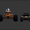 Electric Toy Monster Truck Racing Car Orange Brown Big Wheels Roof Exhaust for Kids Play