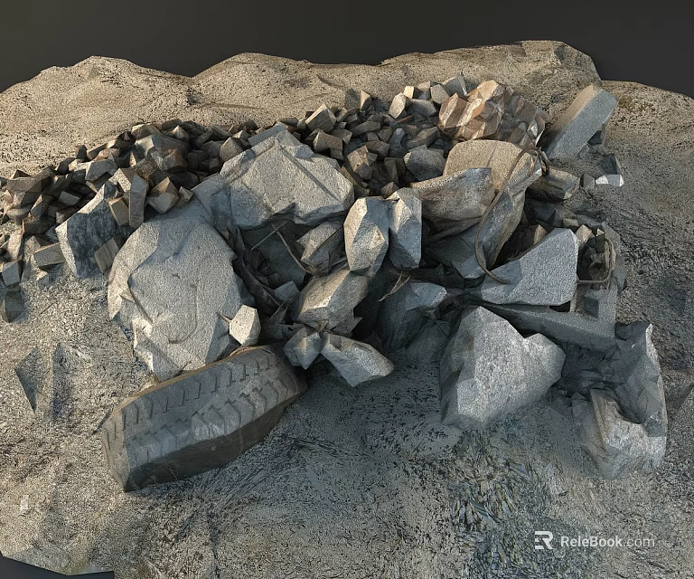 Piled Natural Building Stones Serving As Key Construction Components For Modern Building Projects 3d model 