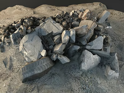 Piled Natural Building Stones Serving As Key Construction Components For Modern Building Projects 3d model