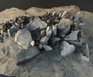 modern ruins construction waste 3d model