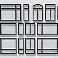 Various Glass Window Styles With Different Shapes And Sizes For Home Use 3d model