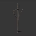 Broken Iron Fence With Pointed Tops And Horizontal Metal Bars