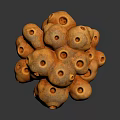 Orange Porous Stone Stack With Circular Holes On Dark Background