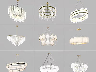 Modern Crystal Chandeliers With Various Shapes Crystal Decorations And Metal Frames For Home Decoration 3d model