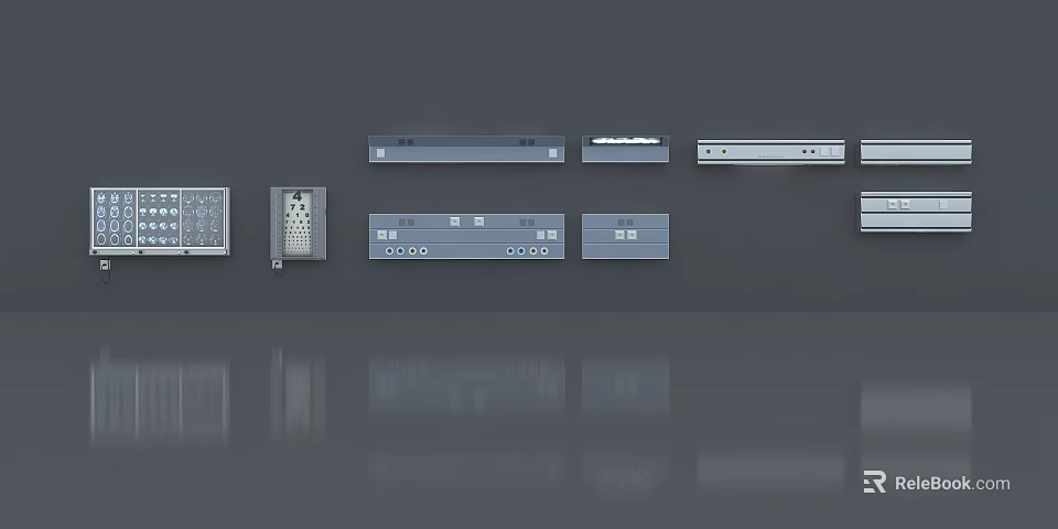Medical Device Control Panels With Buttons And Indicators On Gray Background 3d model 