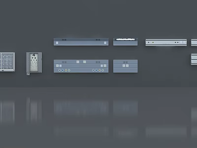Medical Device Control Panels With Buttons And Indicators On Gray Background 3d model
