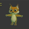 Cute Cartoon Fox Character 3D Model With Orange White Fur And Red Ears Open Arms