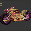 Futuristic Motorcycle with Sleek Black Reflective Body Yellow Accents Thick Tires Blue LED Wheel Lights