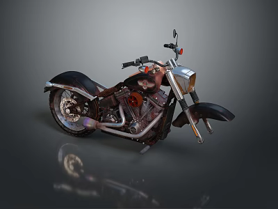 Classic Cruiser Motorcycle With Chrome Engine Black Leather Seat And Spoke Wheels 3d model