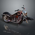 Classic Cruiser Motorcycle With Chrome Engine Black Leather Seat And Spoke Wheels