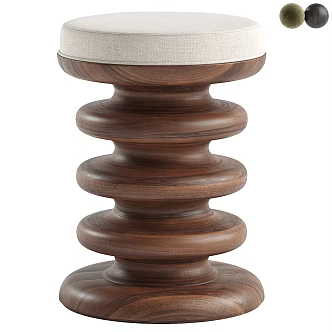 Middle Ancient Style Round Stool Sofa Stool Low Stool 3d model