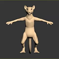 Anthropomorphic Mouse 3D Model as Game and Movie Character with Standing Pose and Outstretched Arms