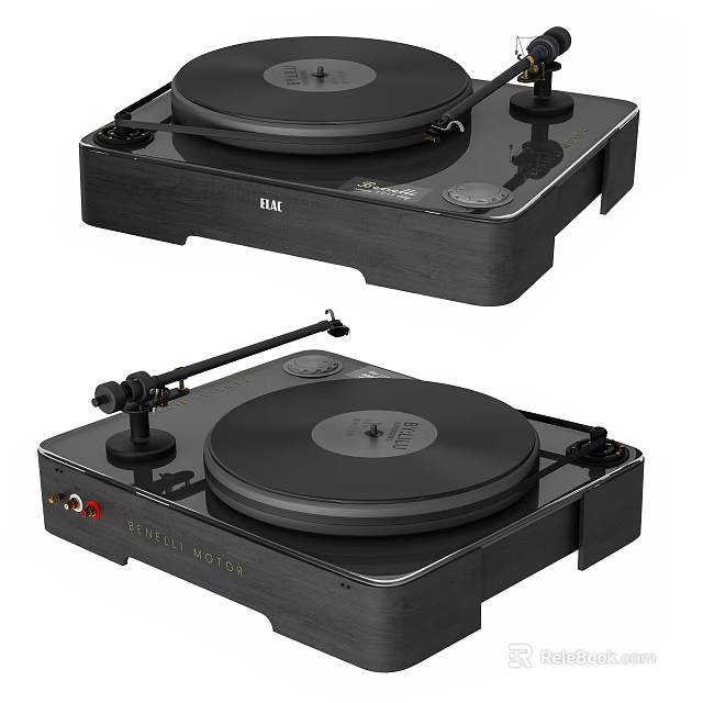 High Quality Headphone Audio Turntable Players With Black Vinyl Record Design 3d model 