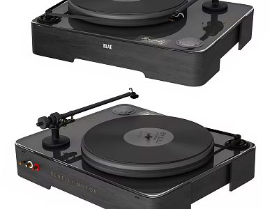 High Quality Headphone Audio Turntable Players With Black Vinyl Record Design 3d model