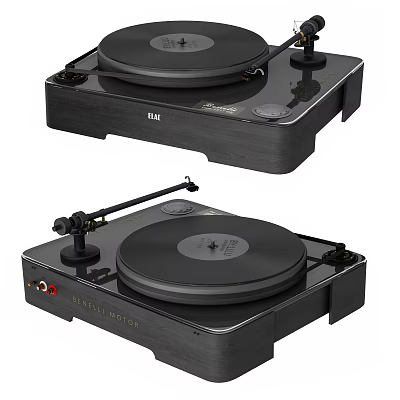High Quality Headphone Audio Turntable Players With Black Vinyl Record Design 3d model