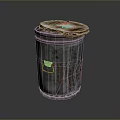 Rusty Metal Trash Can With Lid And Handle For Daily Home Use