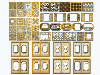 Chinese-style cut-out window pane 3d model