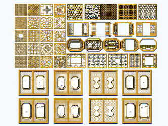 Chinese-style cut-out window pane 3d model