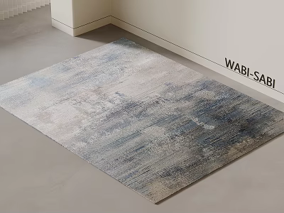 Square Rug in Wabi Sabi Style with Blue Gray Abstract Textured Modern Interior 3d model