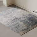Square Rug in Wabi Sabi Style with Blue Gray Abstract Textured Modern Interior