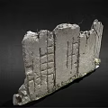 Broken Stone Wall Structure With Cracks Fence Like Lines And Green Plants At Base