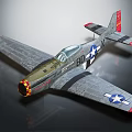 Vintage Fighter Jet With US Air Force Insignia Gray Fuselage Red Accents Yellow Nose Propeller