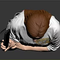 Red Haired Woman In White T-Shirt With Colorful Graphic Green Skirt And Black Shoes Holding Smartphone