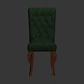 Elegant Green Leisure Chair With Tufted Backrest And Curved Wooden Legs