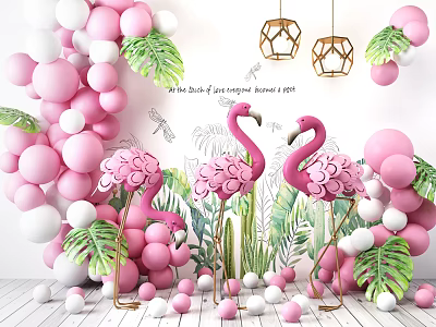 Nordic Beauty Chen Net Red Flamingo Balloon Decoration Ornaments 3d model