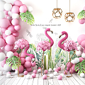 Nordic Beauty Chen Net Red Flamingo Balloon Decoration Ornaments 3d model