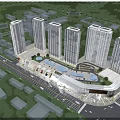 Modern Urban Aerial View Planning with High Rise Buildings Commercial Center and Green Spaces